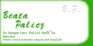 beata palicz business card